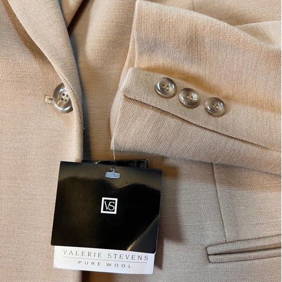 Valerie Stevens Pure Wool Camel Blazer Jacket Women's Size 4 NWT w/ Flaws - Picture 4 of 10